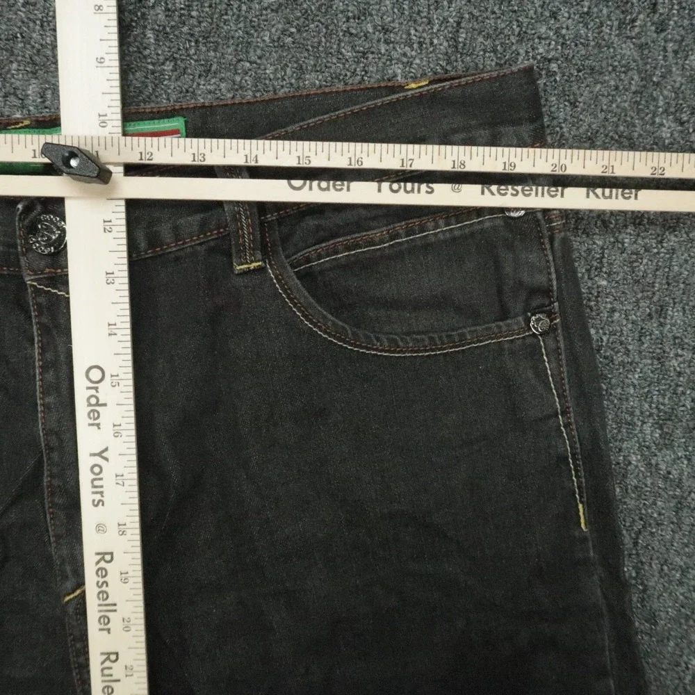 Coogi Jeans Mens 40x34‎ Black Straight Baggy Embroidered Pockets 5 Pocket